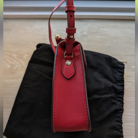 [Strathberry] Authentic Ruby Red Nano Tote Gold Hardware with Leather Strap - Picture 11 of 13